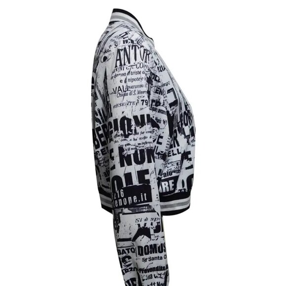 Alphabet Print Crew Neck Zipper Long Sleeve Jacket - Picture 3 of 3